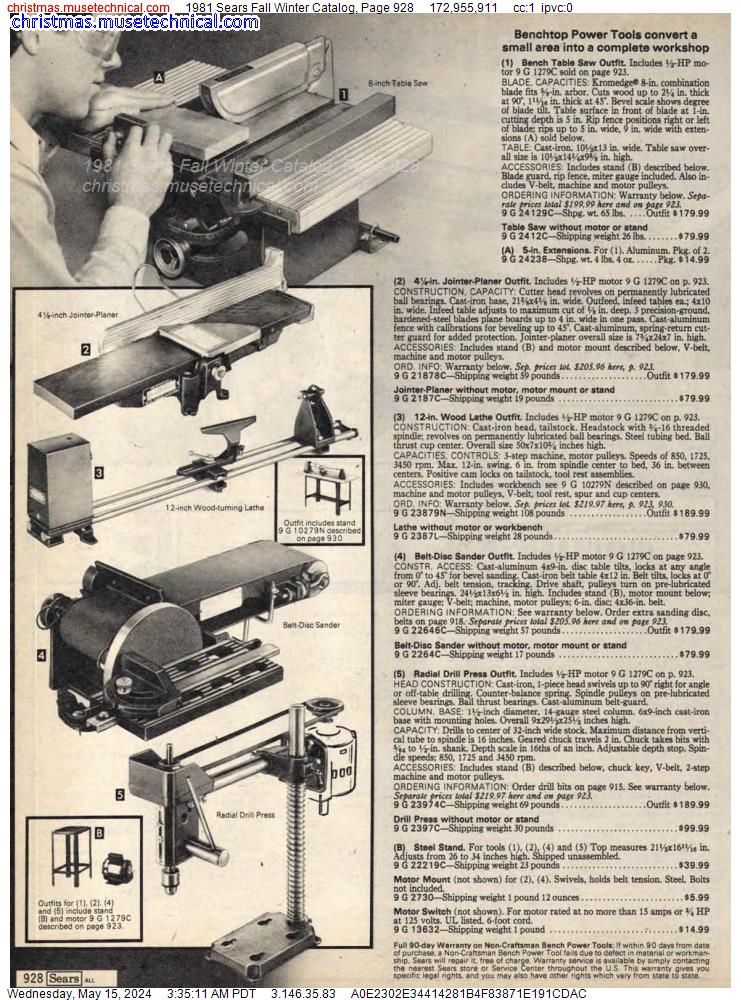 1981 Sears Fall Winter Catalog, Page 928