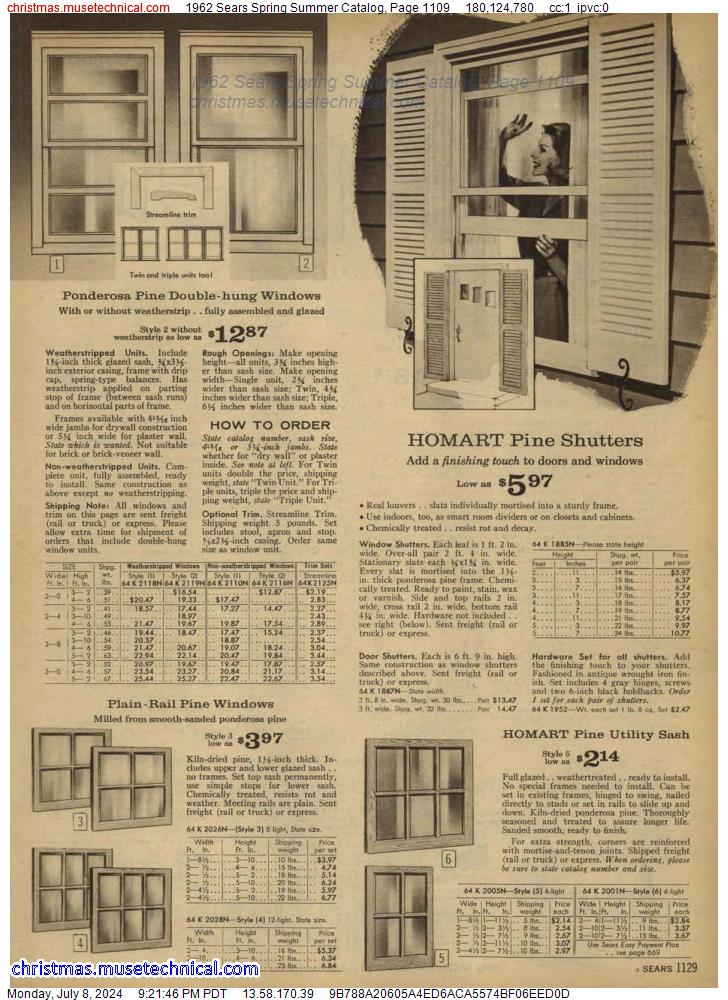 1962 Sears Spring Summer Catalog, Page 1109