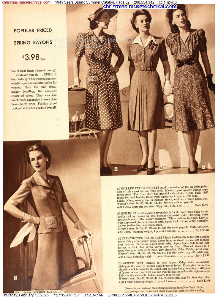 1943 Sears Spring Summer Catalog, Page 52