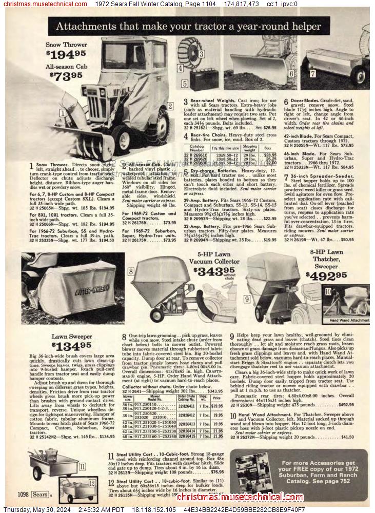 1972 Sears Fall Winter Catalog, Page 1104