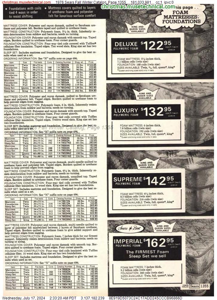 1976 Sears Fall Winter Catalog, Page 1355