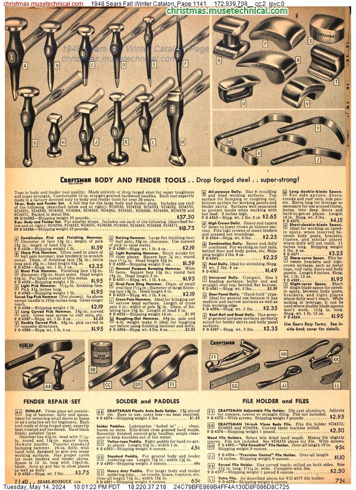 1948 Sears Fall Winter Catalog, Page 1141