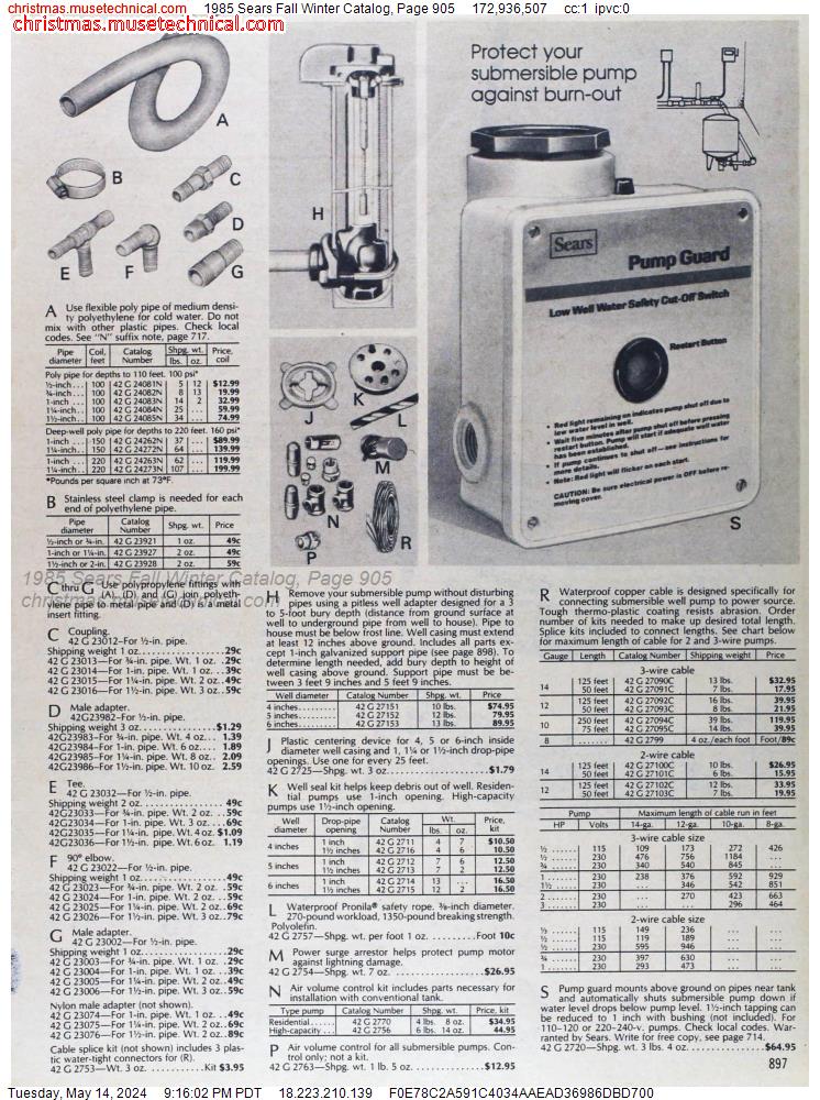 1985 Sears Fall Winter Catalog, Page 905