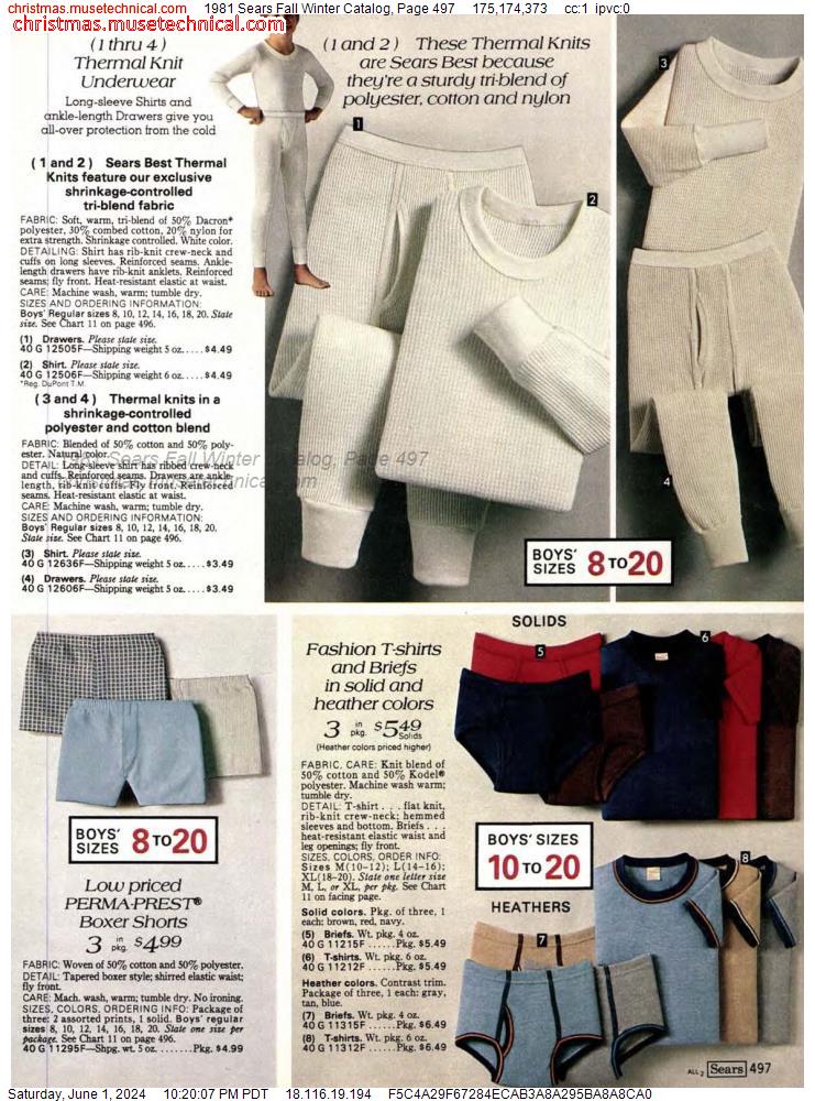 1981 Sears Fall Winter Catalog, Page 497