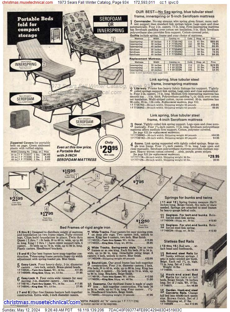1973 Sears Fall Winter Catalog, Page 934