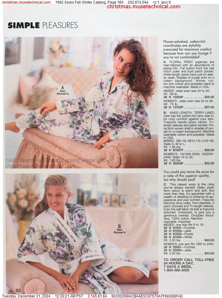 1992 Sears Fall Winter Catalog, Page 160