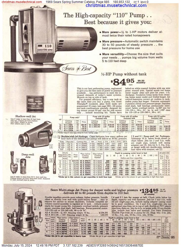 1969 Sears Spring Summer Catalog, Page 985