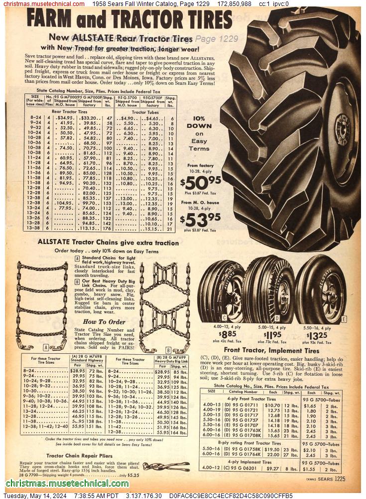 1958 Sears Fall Winter Catalog, Page 1229