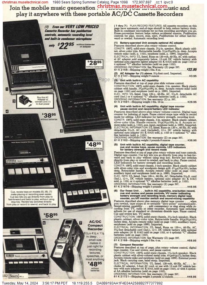 1980 Sears Spring Summer Catalog, Page 1098