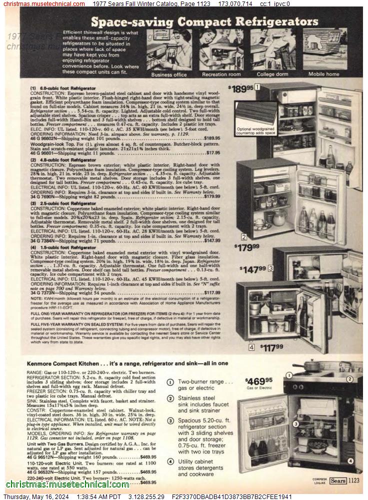 1977 Sears Fall Winter Catalog, Page 1123