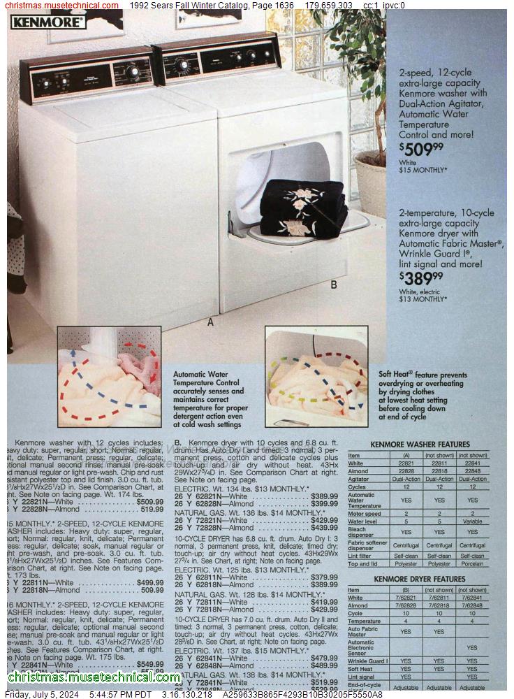 1992 Sears Fall Winter Catalog, Page 1636