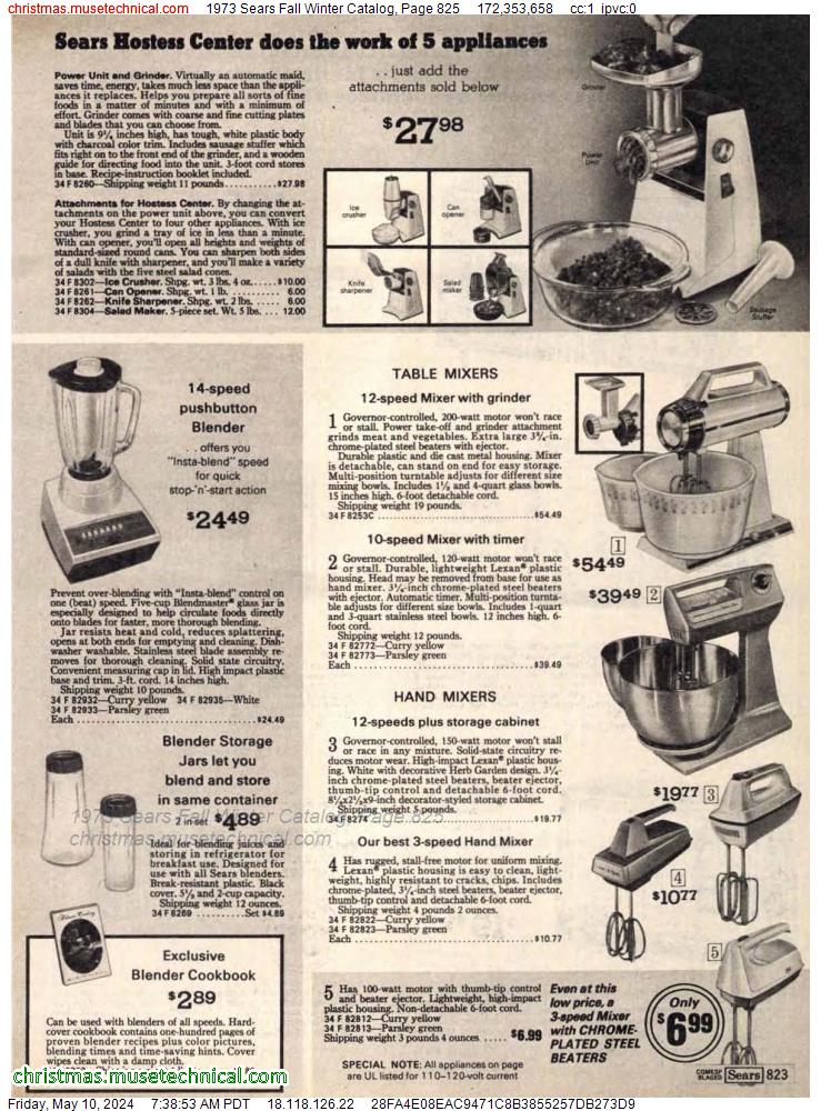 1973 Sears Fall Winter Catalog, Page 825