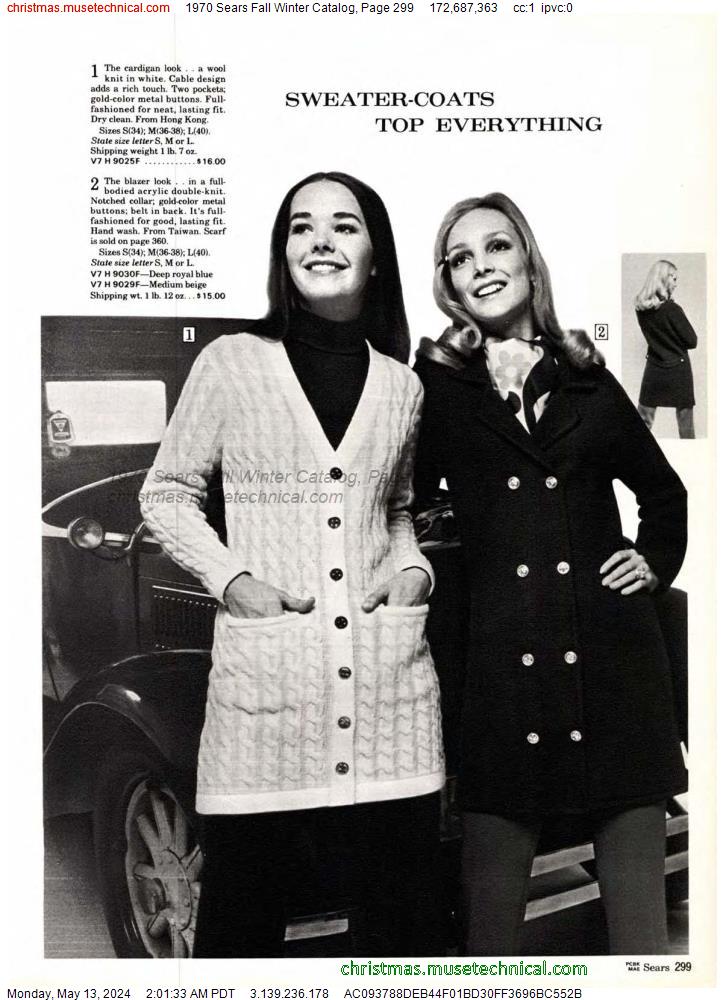 1970 Sears Fall Winter Catalog, Page 299