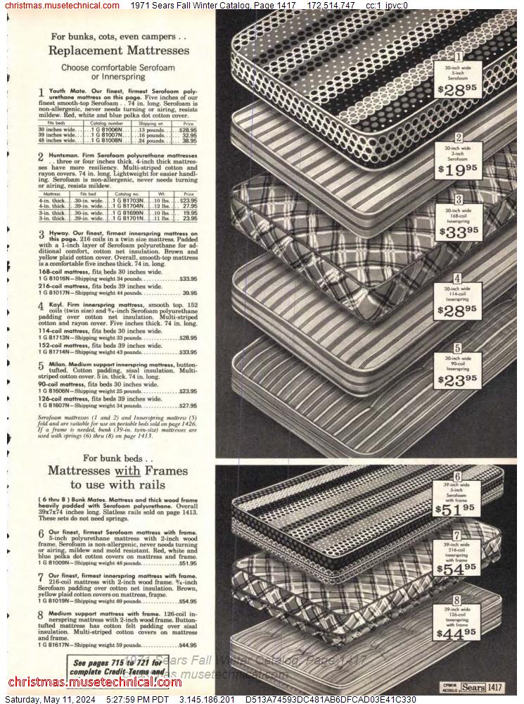 1971 Sears Fall Winter Catalog, Page 1417