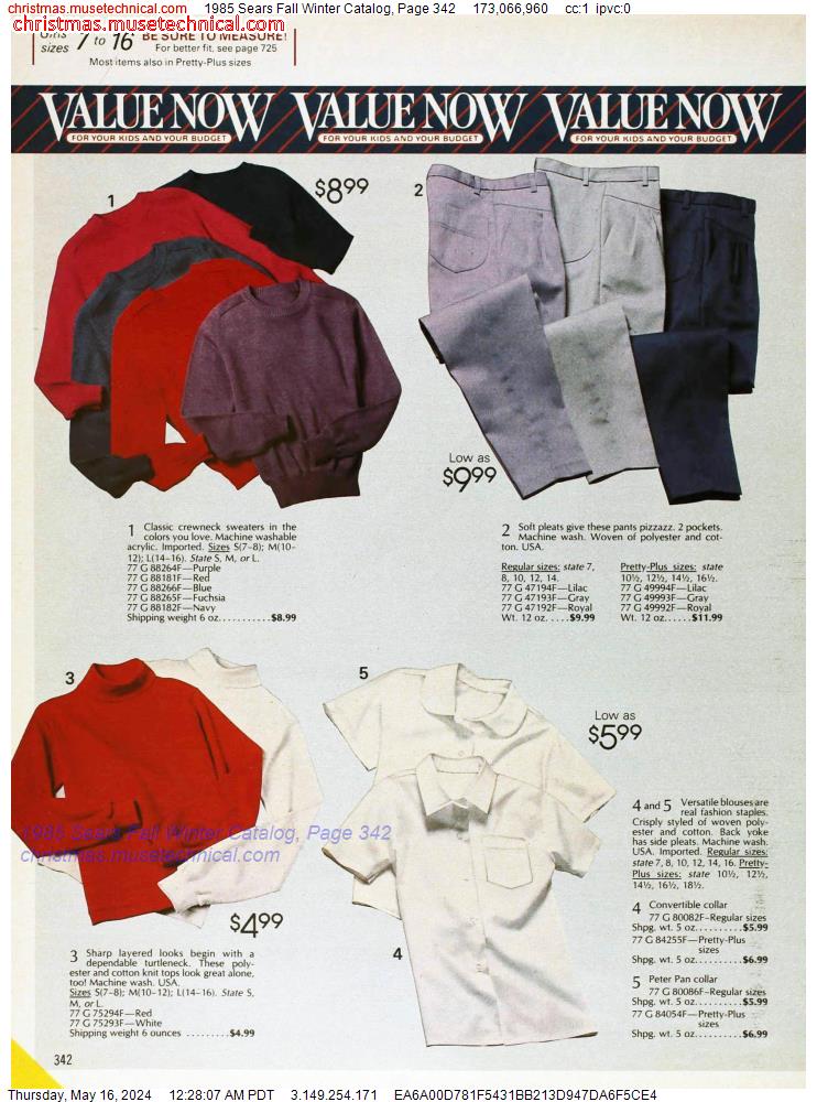 1985 Sears Fall Winter Catalog, Page 342
