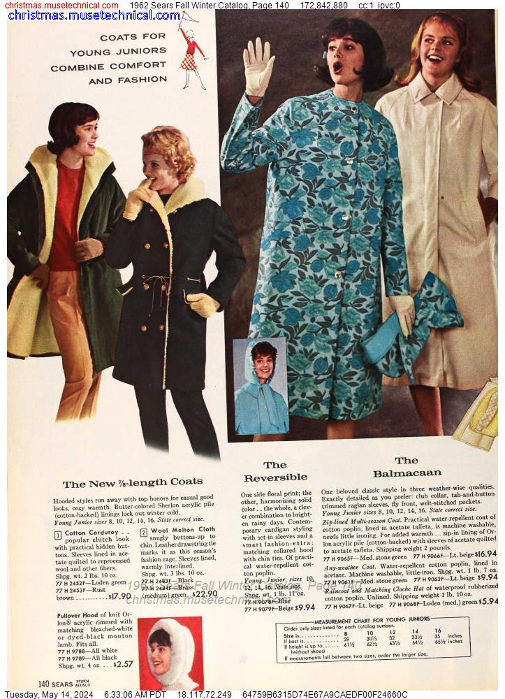 1962 Sears Fall Winter Catalog, Page 140