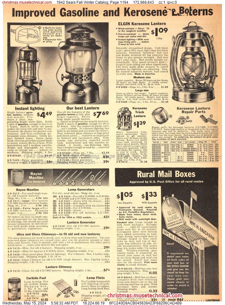 1942 Sears Fall Winter Catalog, Page 1194