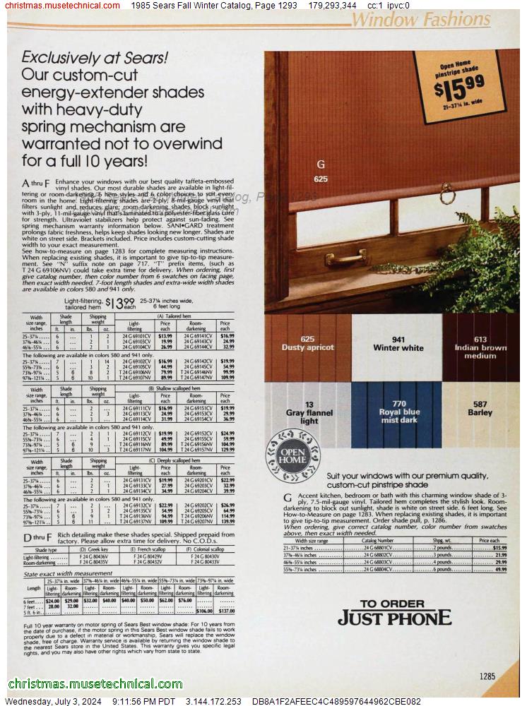 1985 Sears Fall Winter Catalog, Page 1293