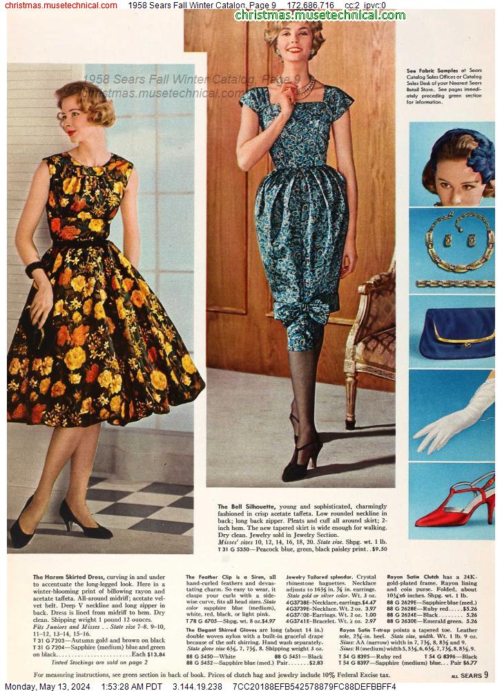 1958 Sears Fall Winter Catalog, Page 9