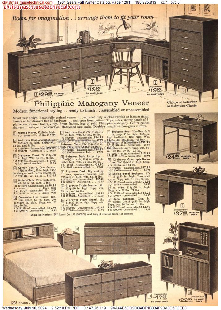 1961 Sears Fall Winter Catalog, Page 1291