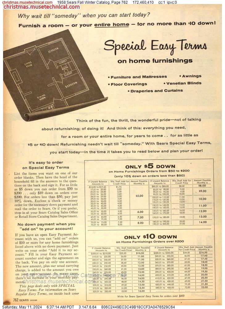 1958 Sears Fall Winter Catalog, Page 762