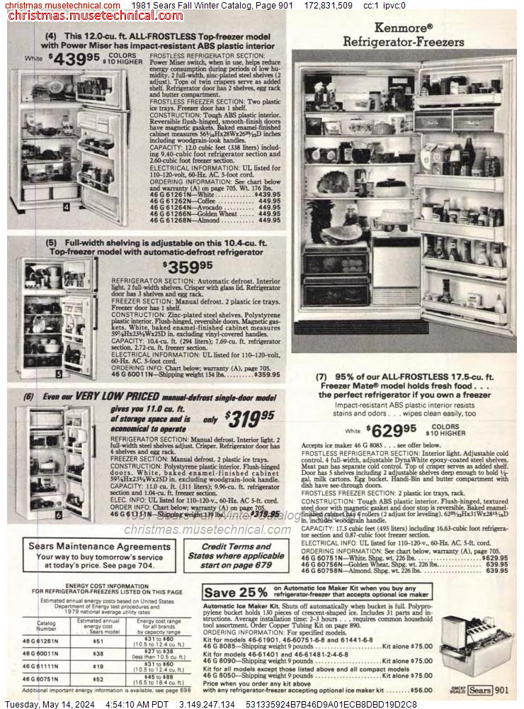 1981 Sears Fall Winter Catalog, Page 901