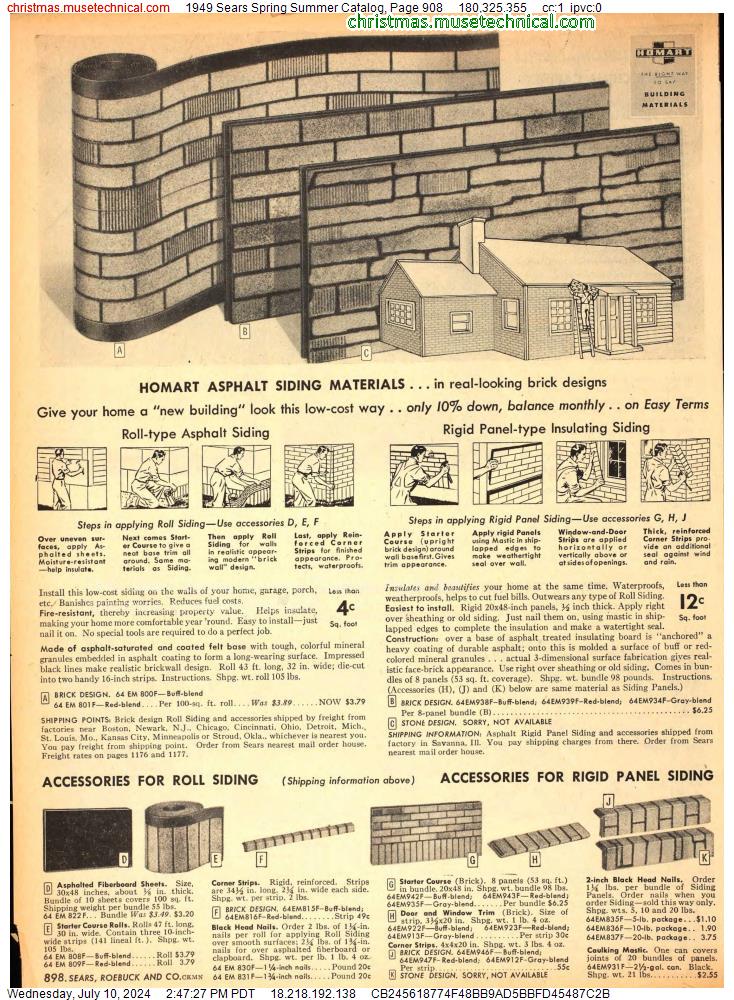 1949 Sears Spring Summer Catalog, Page 908