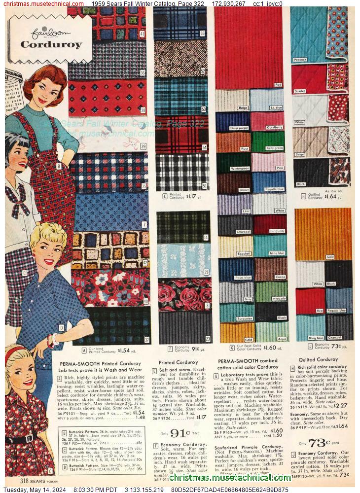 1959 Sears Fall Winter Catalog, Page 322