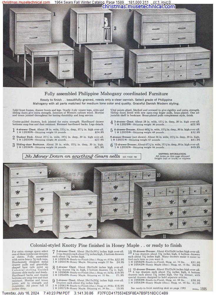 1964 Sears Fall Winter Catalog, Page 1589