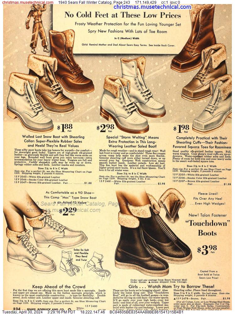 1940 Sears Fall Winter Catalog, Page 243