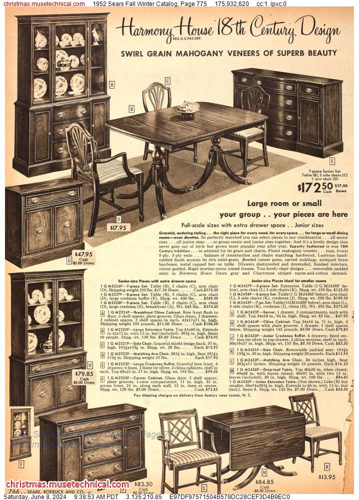 1952 Sears Fall Winter Catalog, Page 775
