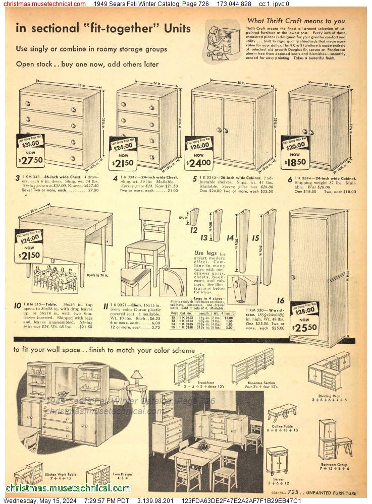1949 Sears Fall Winter Catalog, Page 726