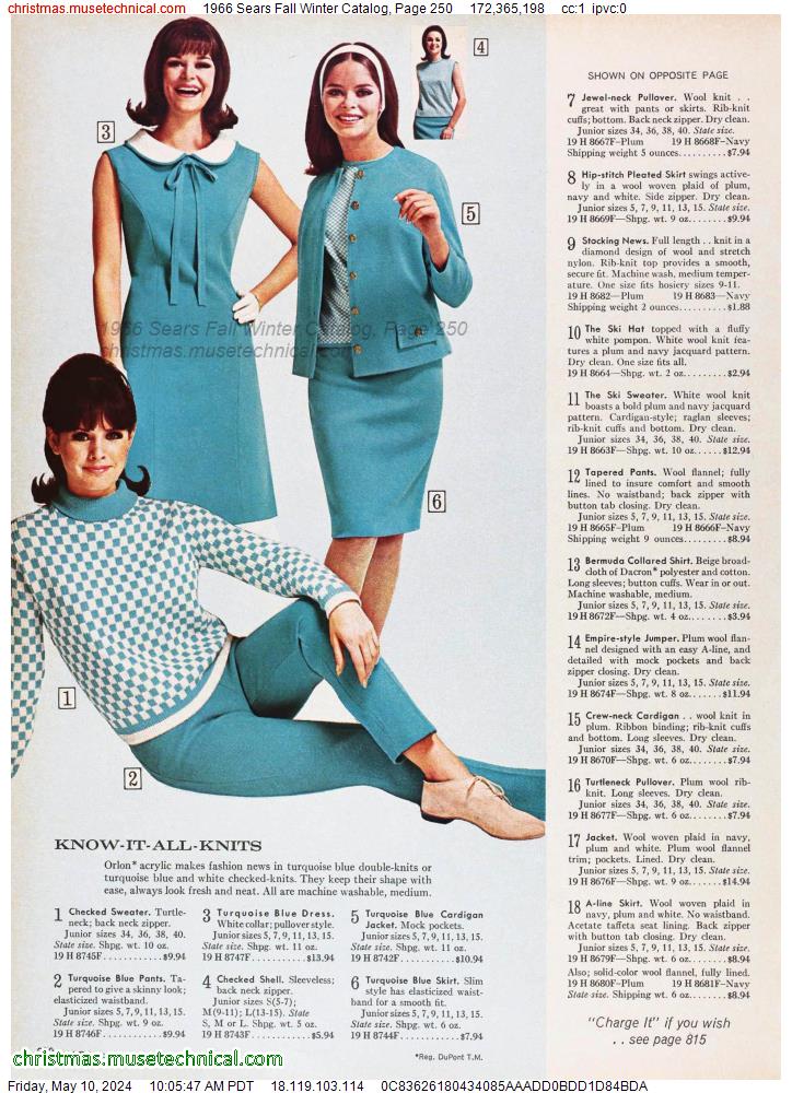 1966 Sears Fall Winter Catalog, Page 250