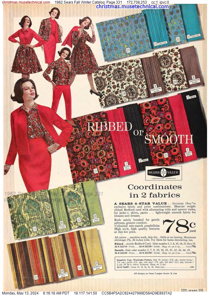 1962 Sears Fall Winter Catalog, Page 331