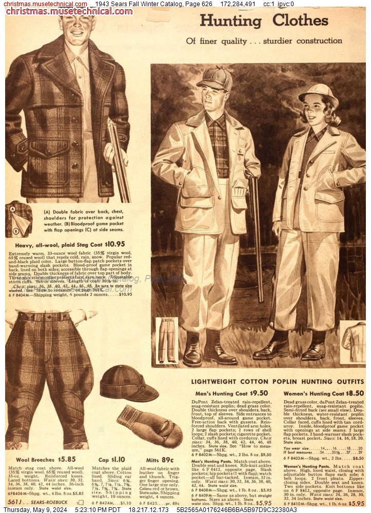 1943 Sears Fall Winter Catalog, Page 626