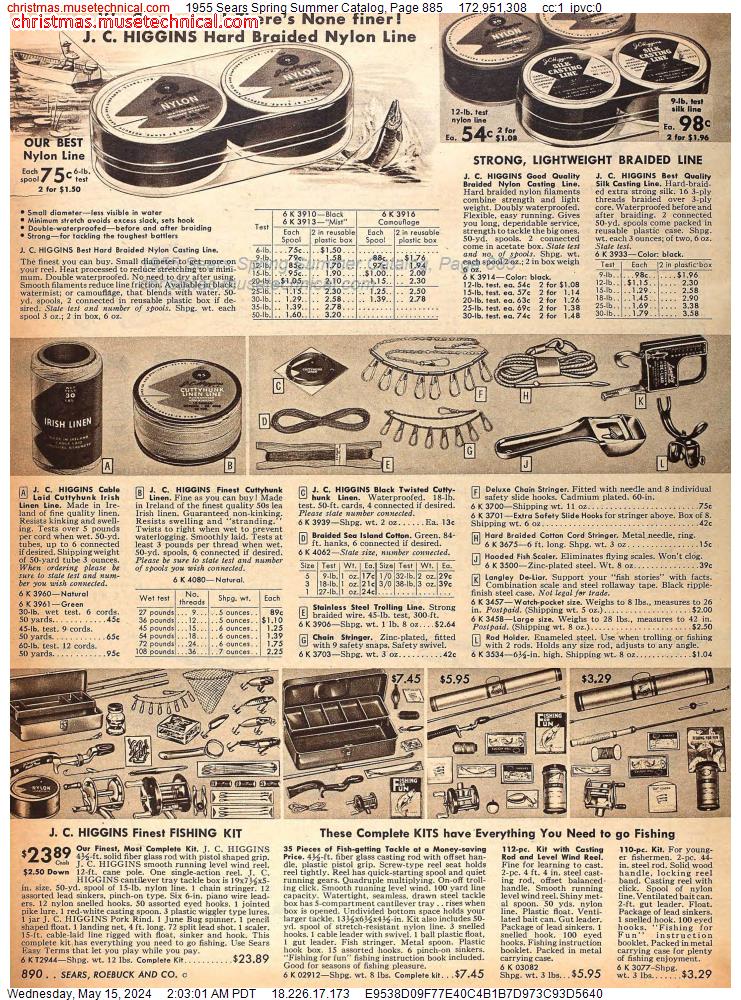 1955 Sears Spring Summer Catalog, Page 885