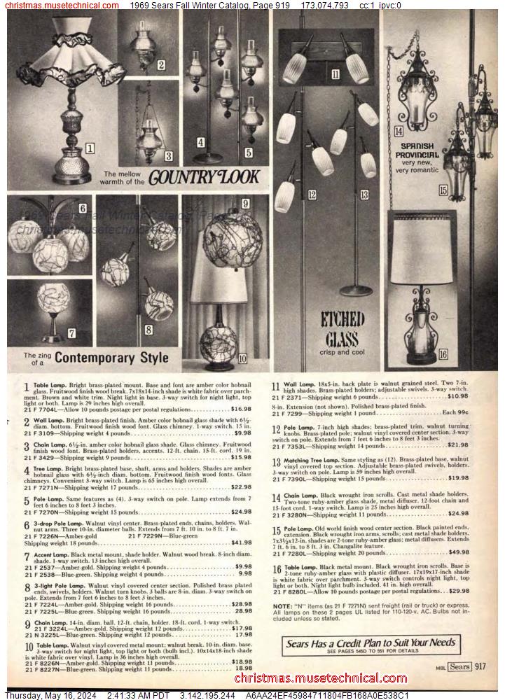 1969 Sears Fall Winter Catalog, Page 919