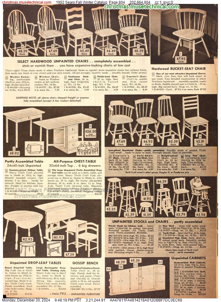 1952 Sears Fall Winter Catalog, Page 804