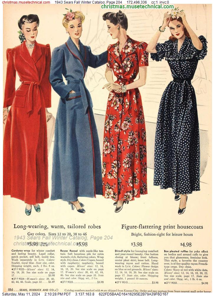 1943 Sears Fall Winter Catalog, Page 204