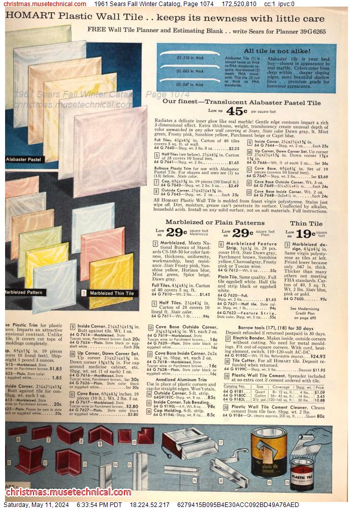 1961 Sears Fall Winter Catalog, Page 1074