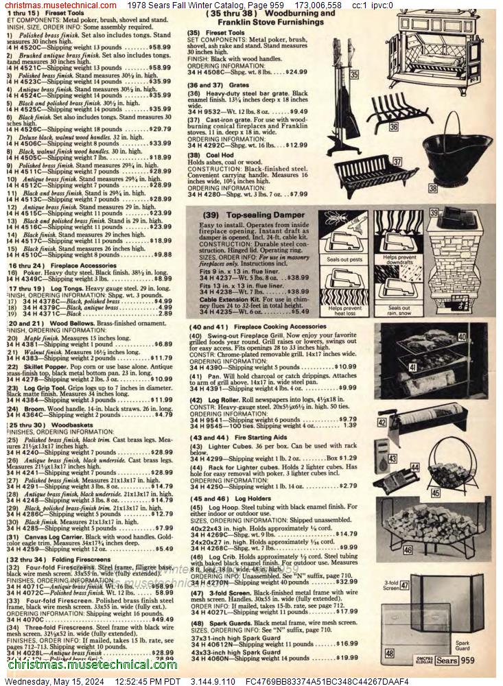1978 Sears Fall Winter Catalog, Page 959