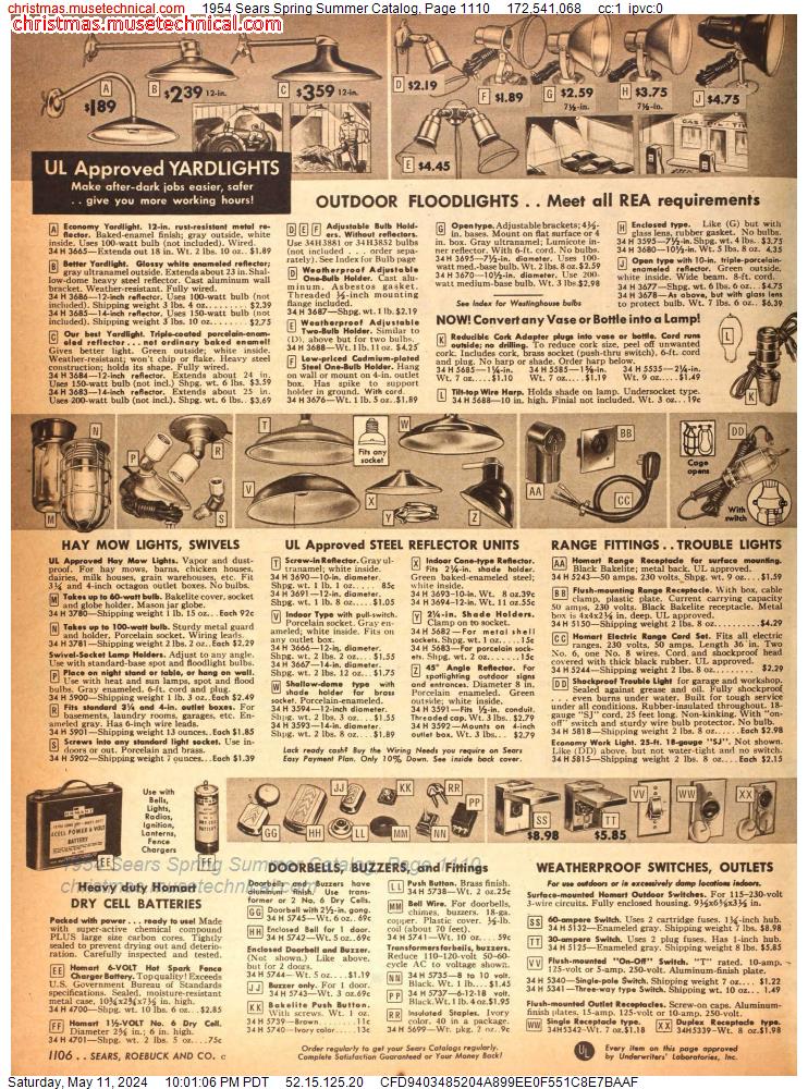 1954 Sears Spring Summer Catalog, Page 1110
