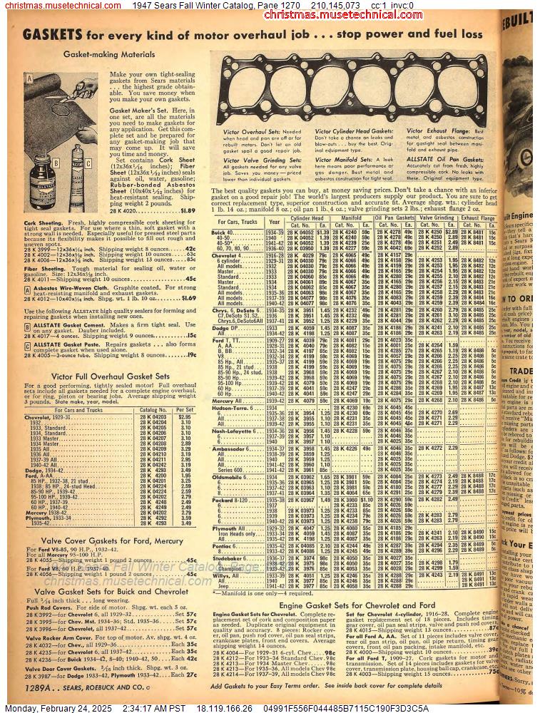 1947 Sears Fall Winter Catalog, Page 1270