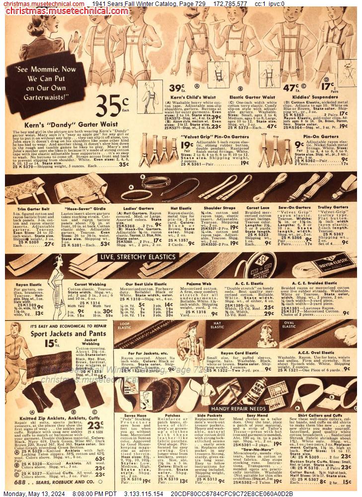 1941 Sears Fall Winter Catalog, Page 729