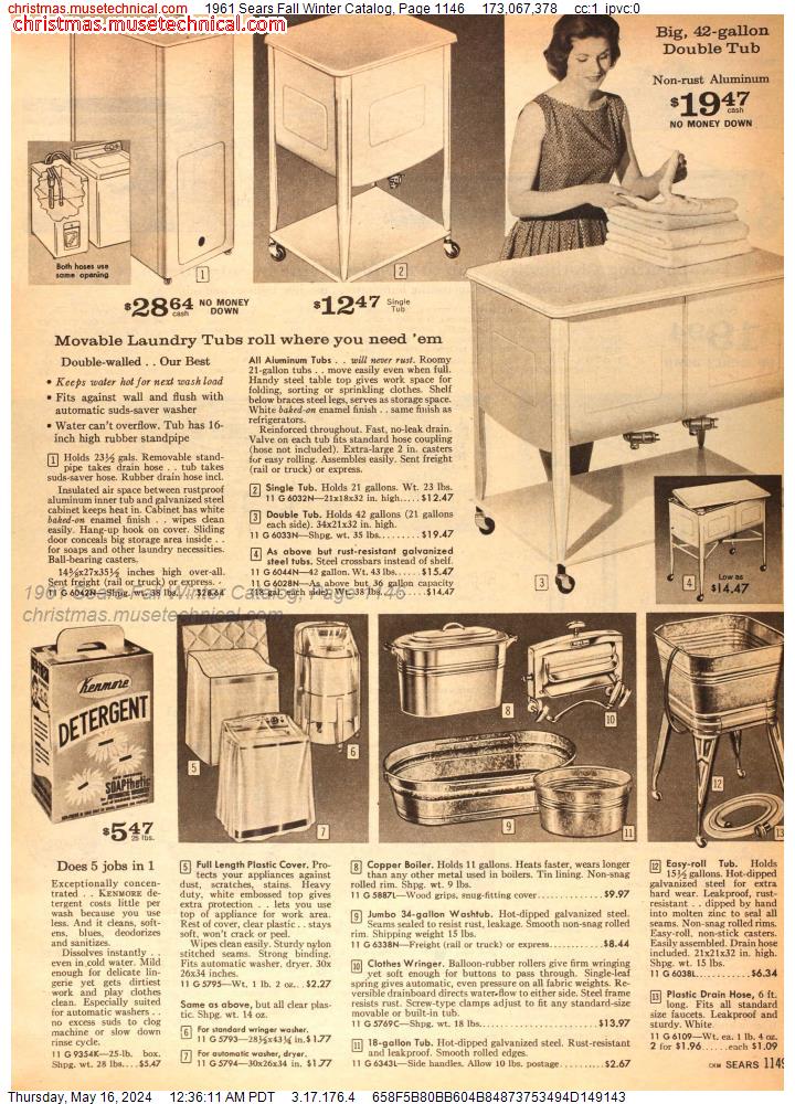 1961 Sears Fall Winter Catalog, Page 1146