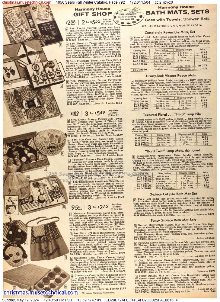 1956 Sears Fall Winter Catalog, Page 792