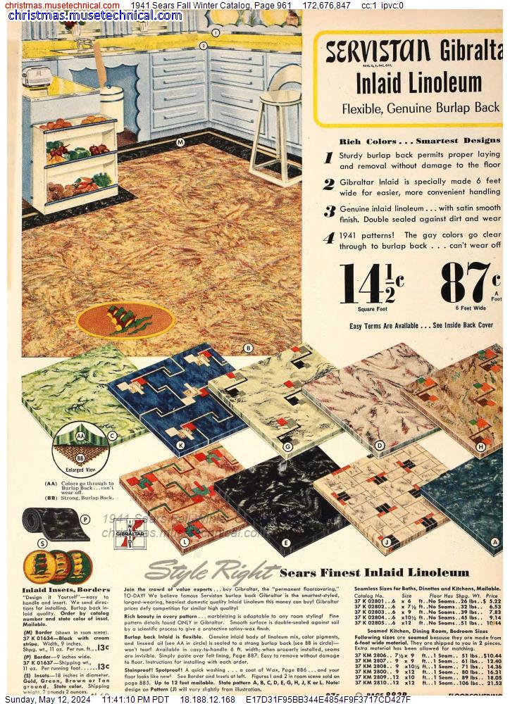 1941 Sears Fall Winter Catalog, Page 961