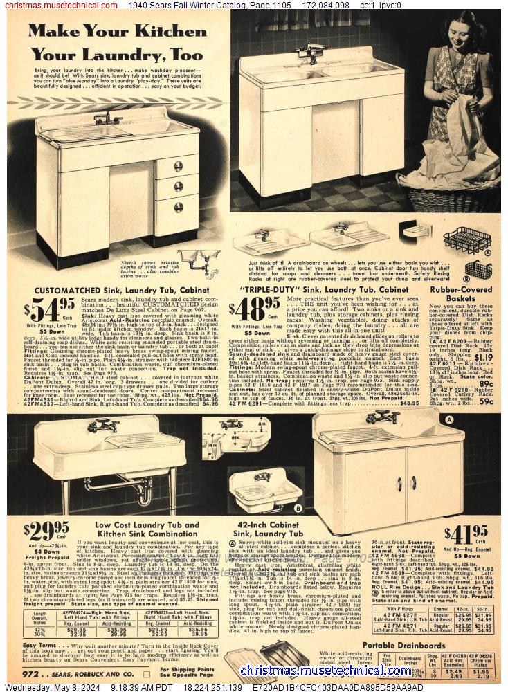 1940 Sears Fall Winter Catalog, Page 1105