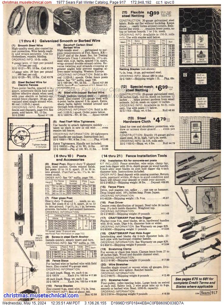 1977 Sears Fall Winter Catalog, Page 917