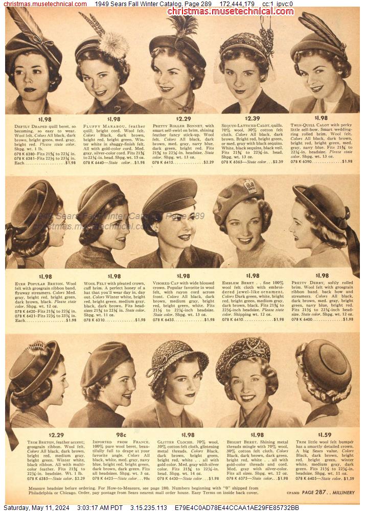 1949 Sears Fall Winter Catalog, Page 289